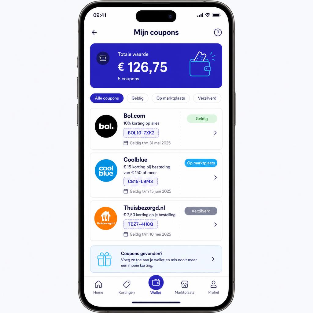 Overzicht van eigen kortingscodes in de Spotting app